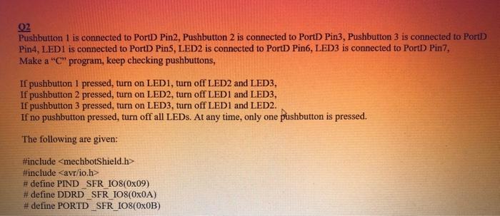 Solved 1 pushbutton, e.g., pushbutton 1 is connected to port | Chegg.com