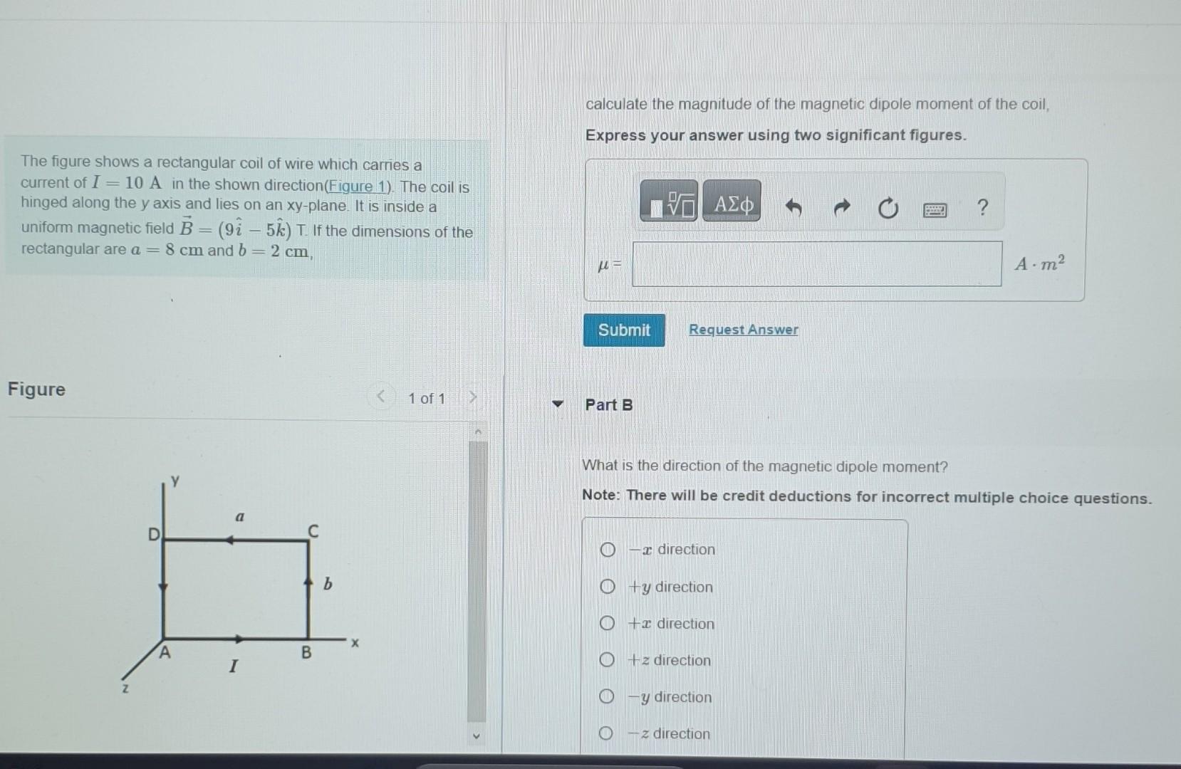 Solved calculate the magnitude of the magnetic dipole moment | Chegg.com