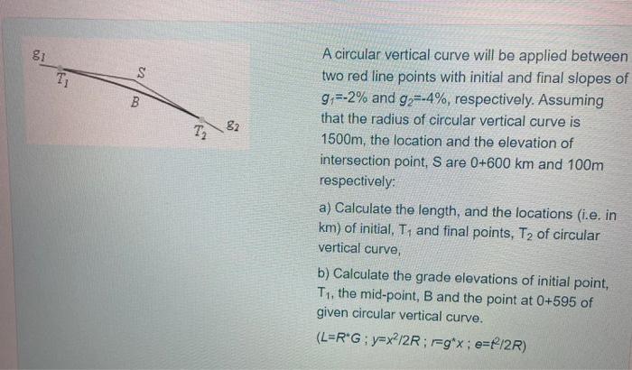 Solved 81 V2 B B A circular vertical curve will be applied | Chegg.com