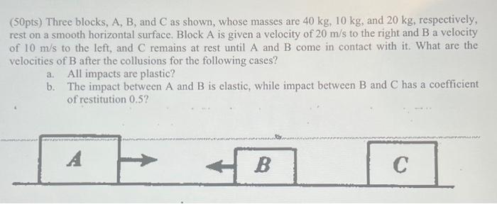 Solved (50pts) Three Blocks, A, B, And C As Shown, Whose | Chegg.com