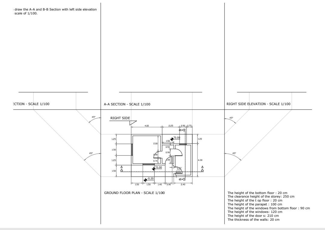 Solved draw the A-A and B-B Section with left side elevation | Chegg.com