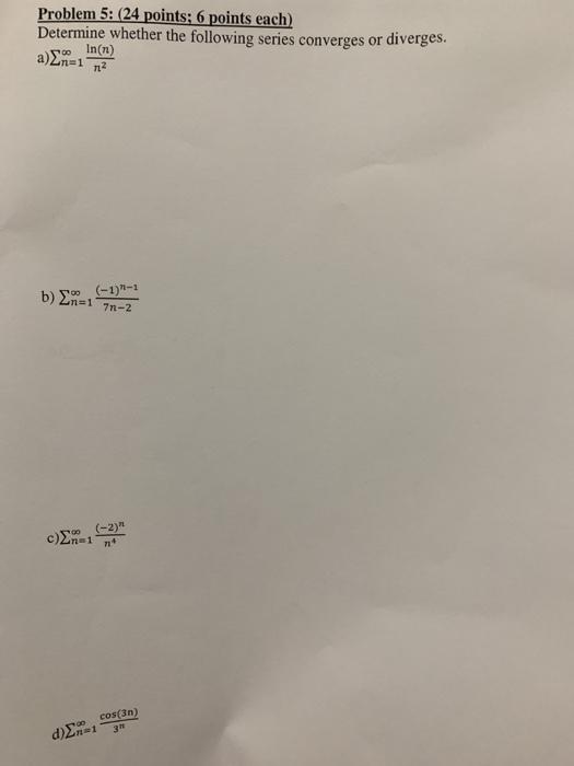 Solved d1 Problem 5: (24 points; 6 points each) Determine | Chegg.com