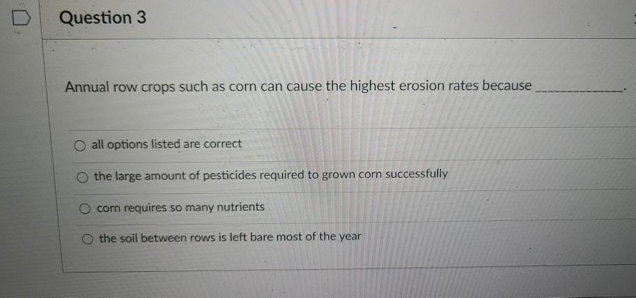 Solved Question 1 Soils that are very sandy have than clay | Chegg.com