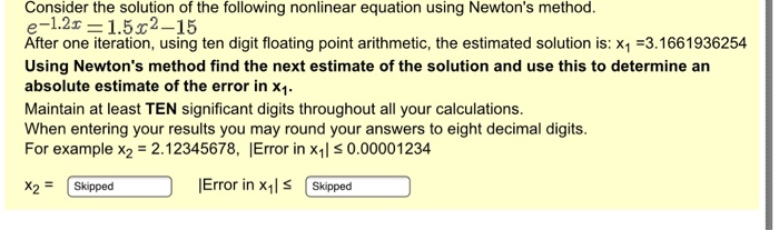 Solved Consider the solution of the following nonlinear | Chegg.com