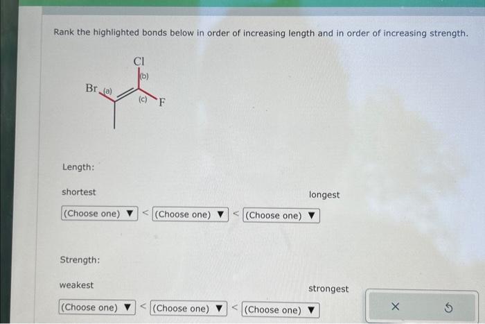 Solved Rank the highlighted bonds below in order of | Chegg.com