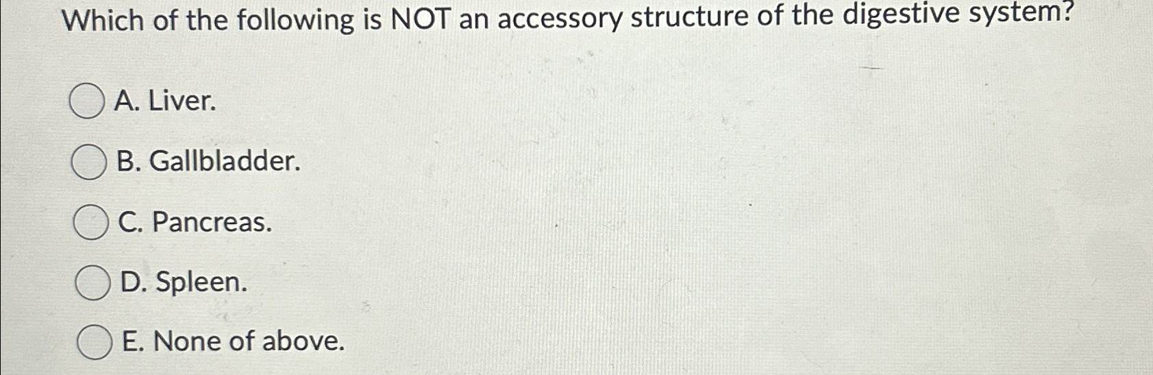 Solved Which of the following is NOT an accessory structure | Chegg.com