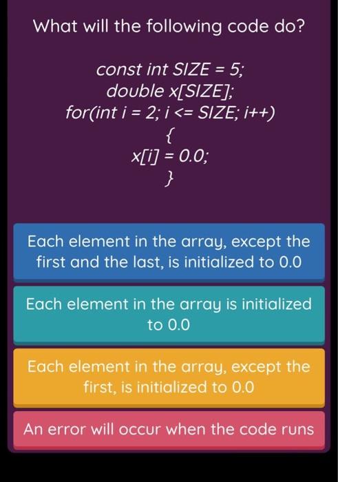 Solved Which of the following is a valid C++ array | Chegg.com