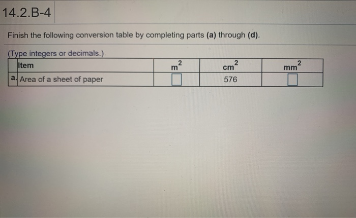 Solved Finish the following conversion table by completing