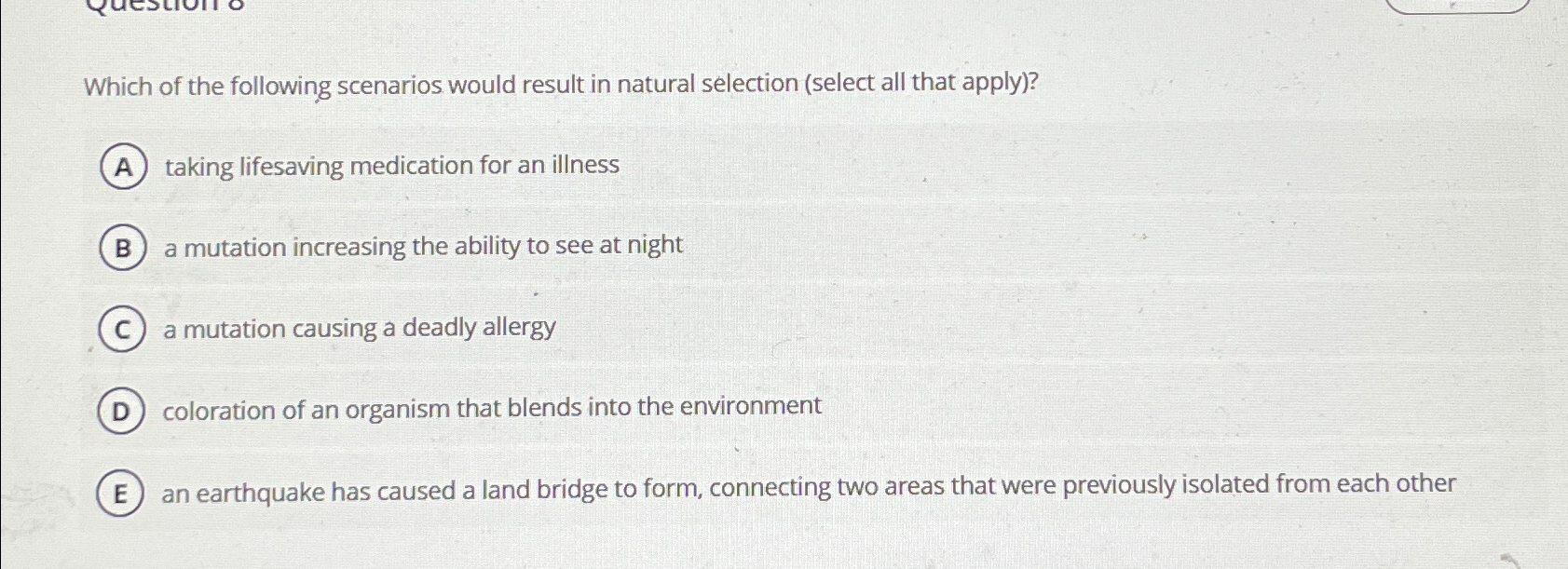 Solved Which Of The Following Scenarios Would Result In | Chegg.com