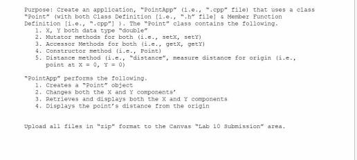 Solved Purpose: Create an application, PointApp (i.e., .cpp