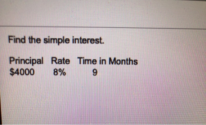 Solved Find the simple interest. Principal Rate Time in | Chegg.com