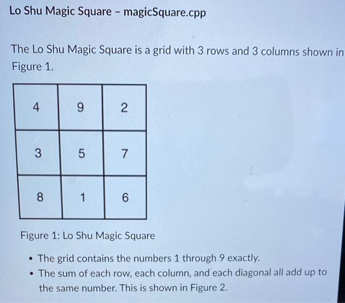 Solved Lo Shu Magic Square - magicSquare.cpp The Lo Shu | Chegg.com