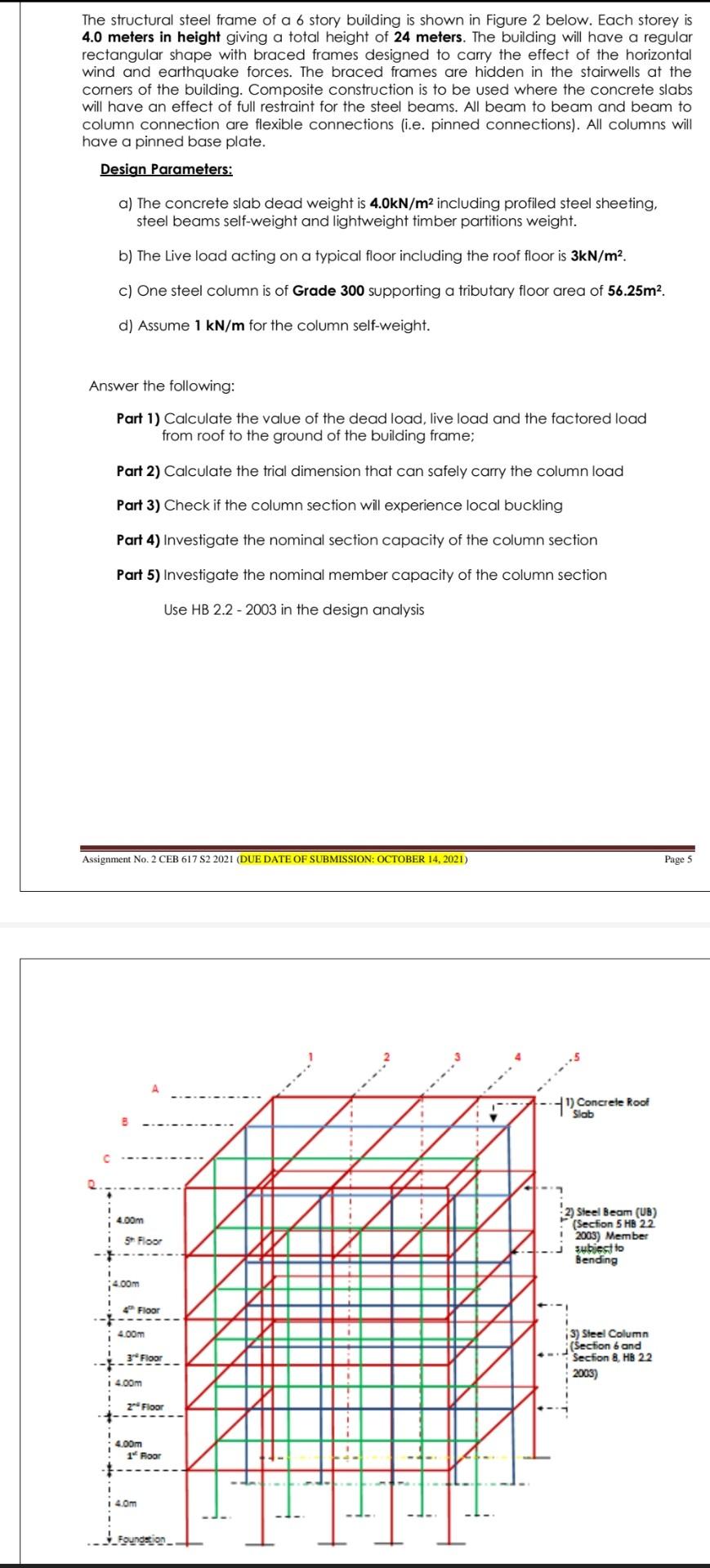 Solved The structural steel frame of a 6 story building is | Chegg.com