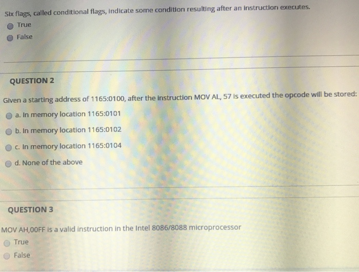 Solved Six flags, called conditional flags, indicate some | Chegg.com