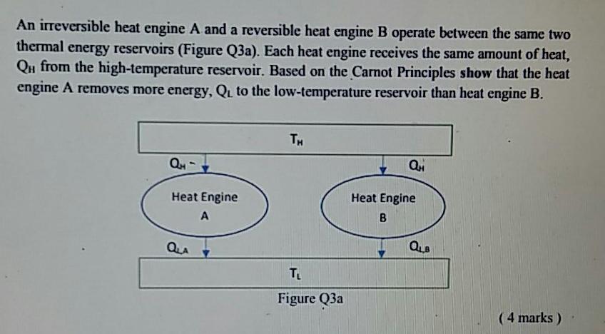 Solved An irreversible heat engine A and a reversible heat | Chegg.com