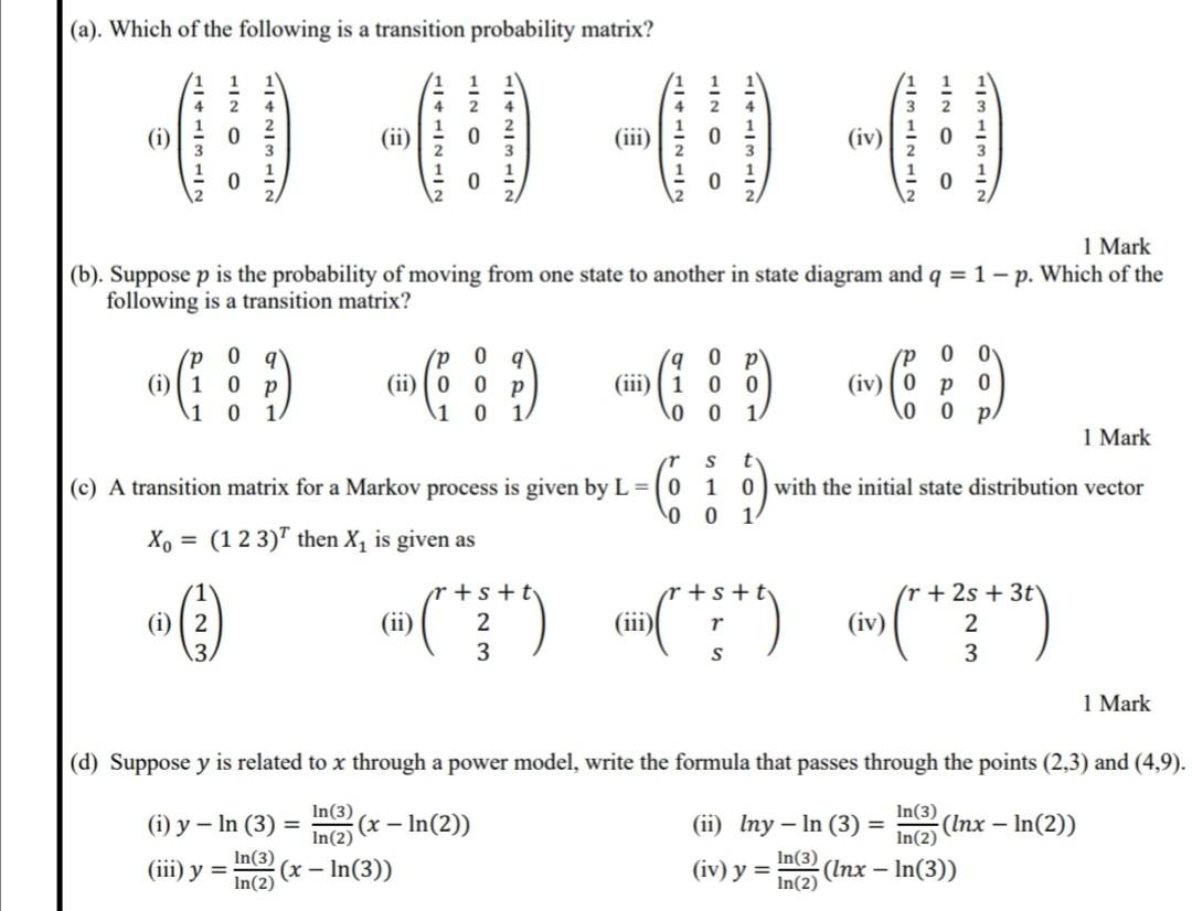 Solved (a). Which of the following is a transition | Chegg.com