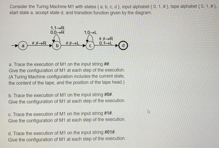 Solved Consider The Turing Machine M1 With States A B C D Chegg Com