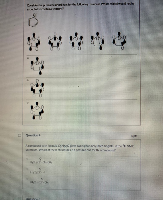 Solved Consider the pi molecular orbitals for the following | Chegg.com