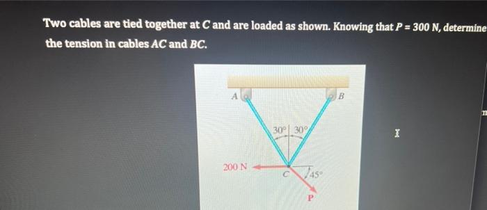 Solved Two Cables Are Tied Together At C And Are Loaded As | Chegg.com