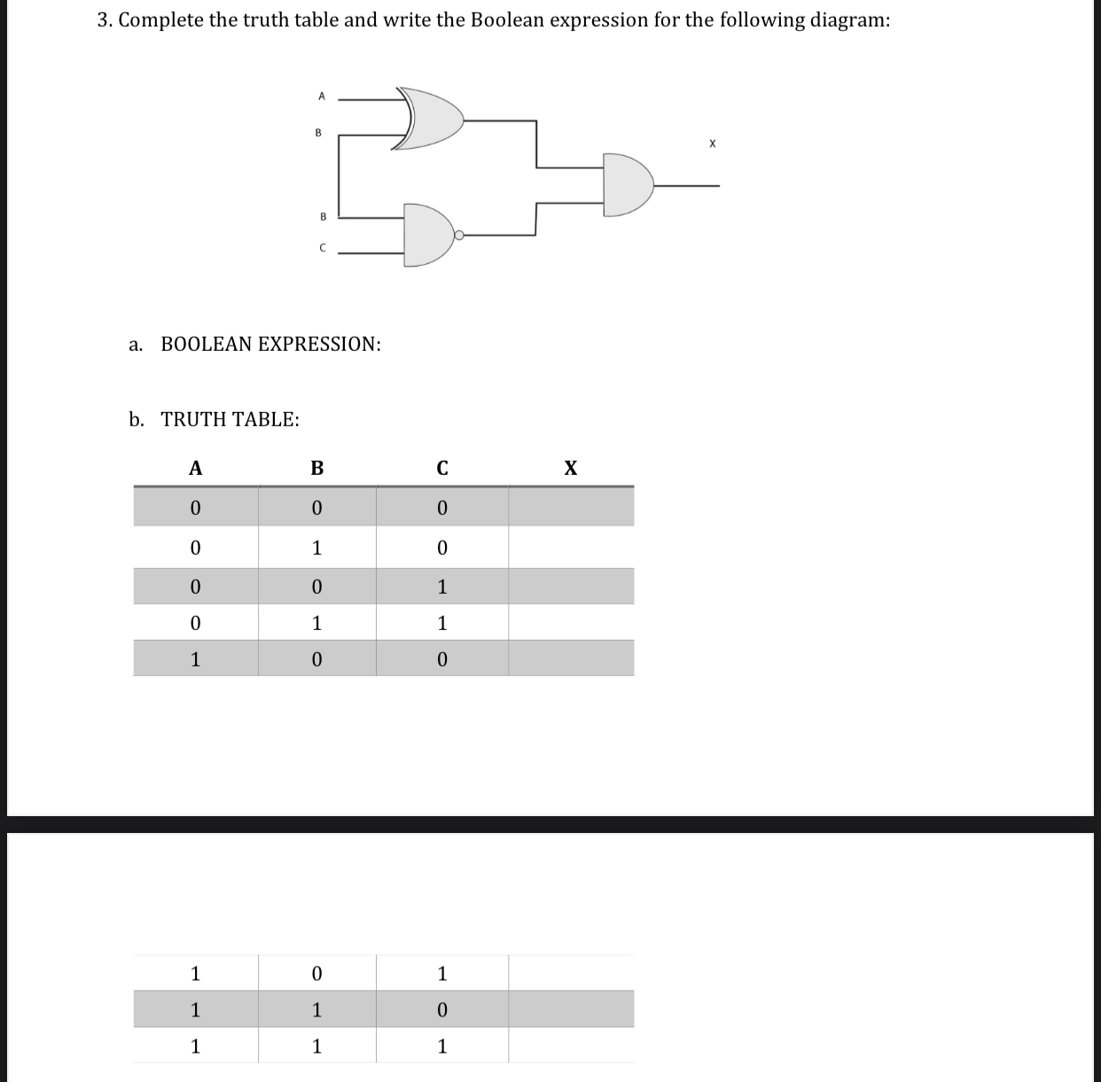 Solved Complete the truth table and write the Boolean | Chegg.com
