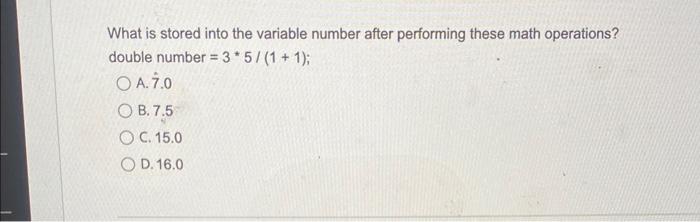 Solved What is stored into the variable number after | Chegg.com