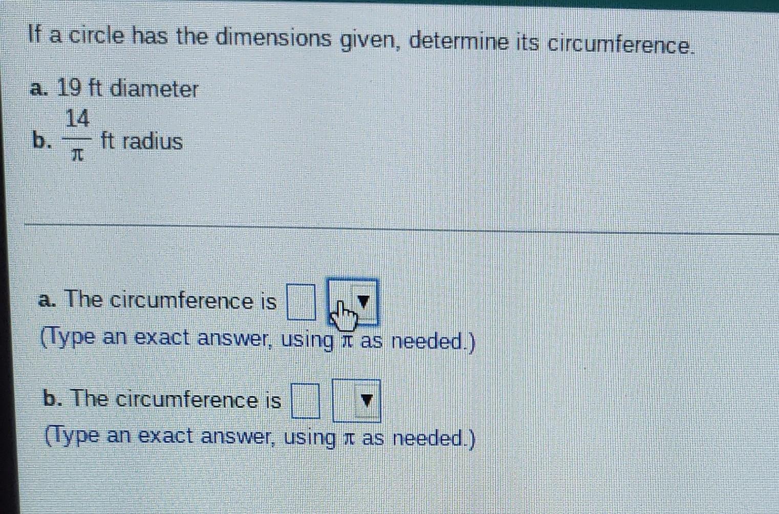 Solved If a circle has the dimensions given, determine its