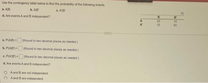 Solved Use The Contingency Table Below To Find The | Chegg.com