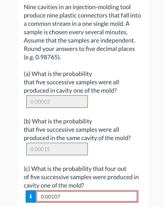 solved-nine-cavities-in-an-injection-molding-tool-produce-chegg