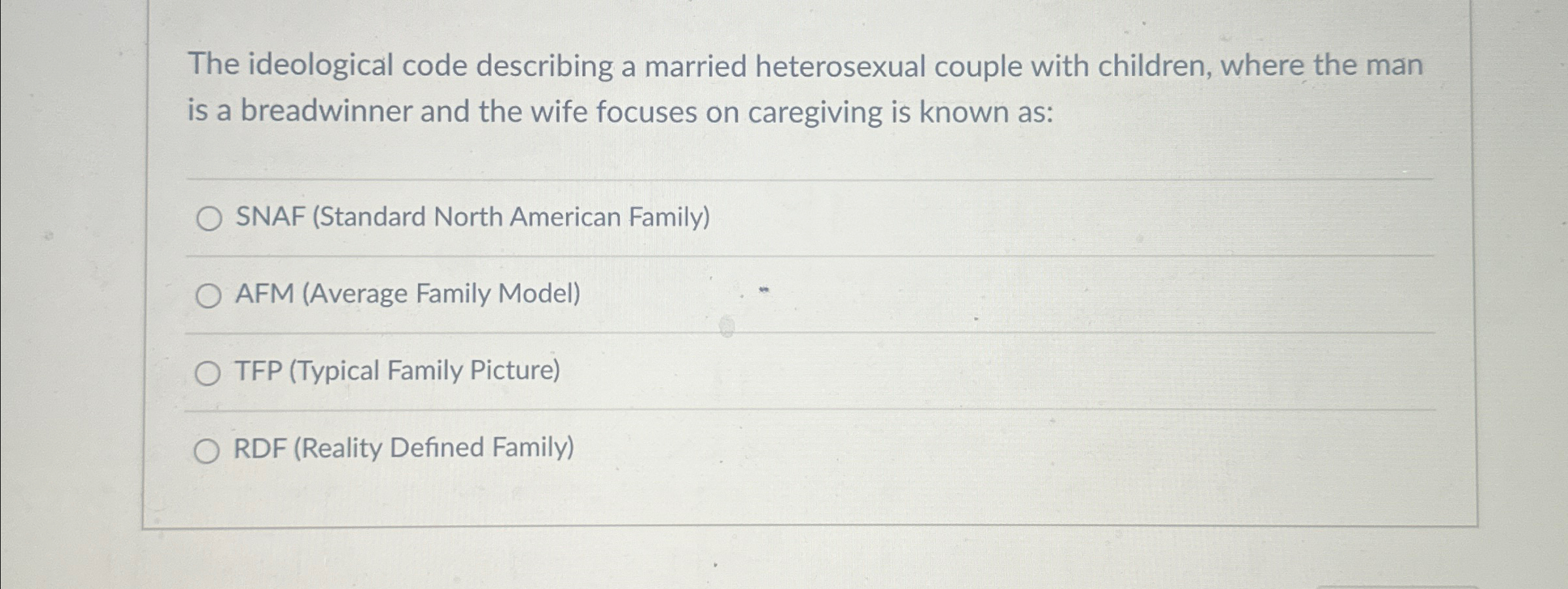 Solved The ideological code describing a married | Chegg.com