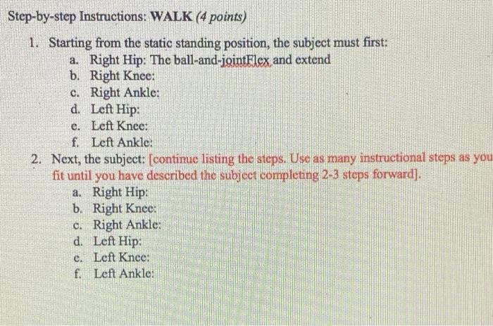 Solved Step-by-step Instructions: WALK (4 points) 1. | Chegg.com
