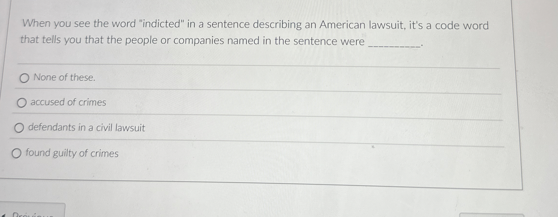 Solved When you see the word "indicted" in a sentence