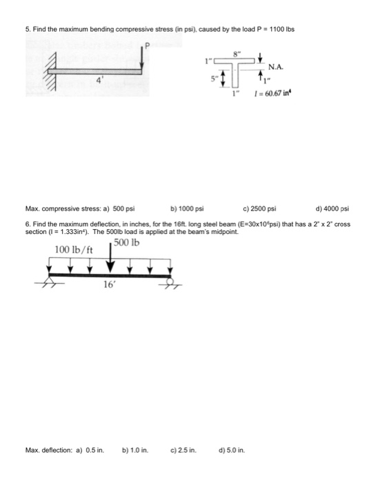 Solved 5. Find the maximum bending compressive stress in | Chegg.com