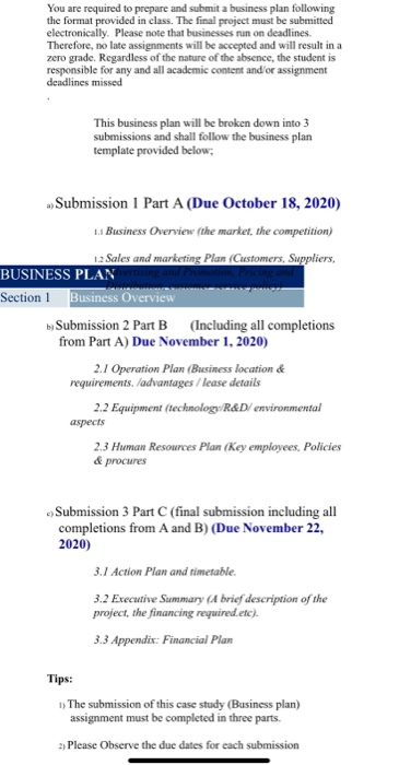 submit a business plan