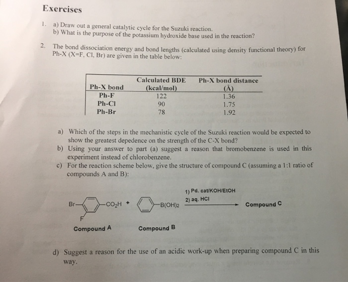 Solved Exercises a) Draw out a general catalytic cycle for | Chegg.com