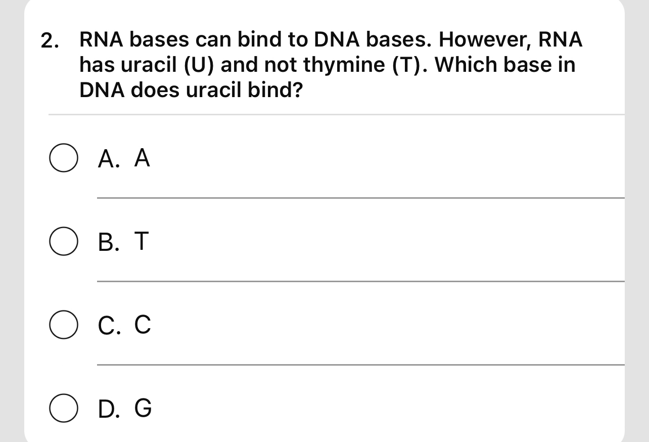 Solved RNA bases can bind to DNA bases. However, RNA has