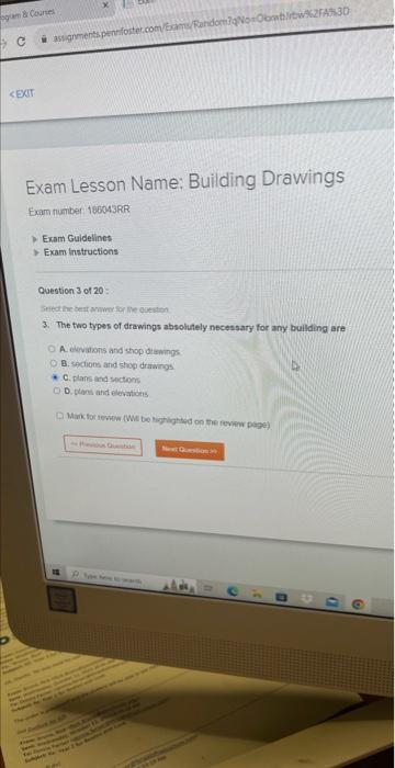 Solved Exam Lesson Name: Building Drawings Exam Number | Chegg.com