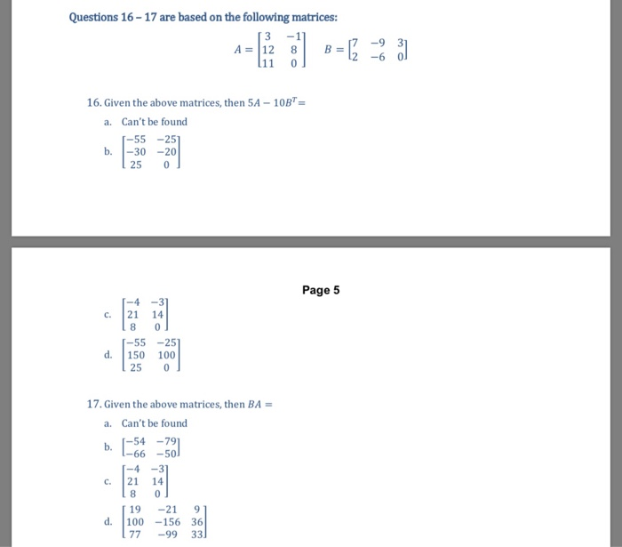 Solved Questions 16 - 17 are based on the following | Chegg.com