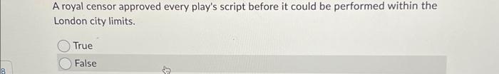 A royal censor approved every play's script before it | Chegg.com