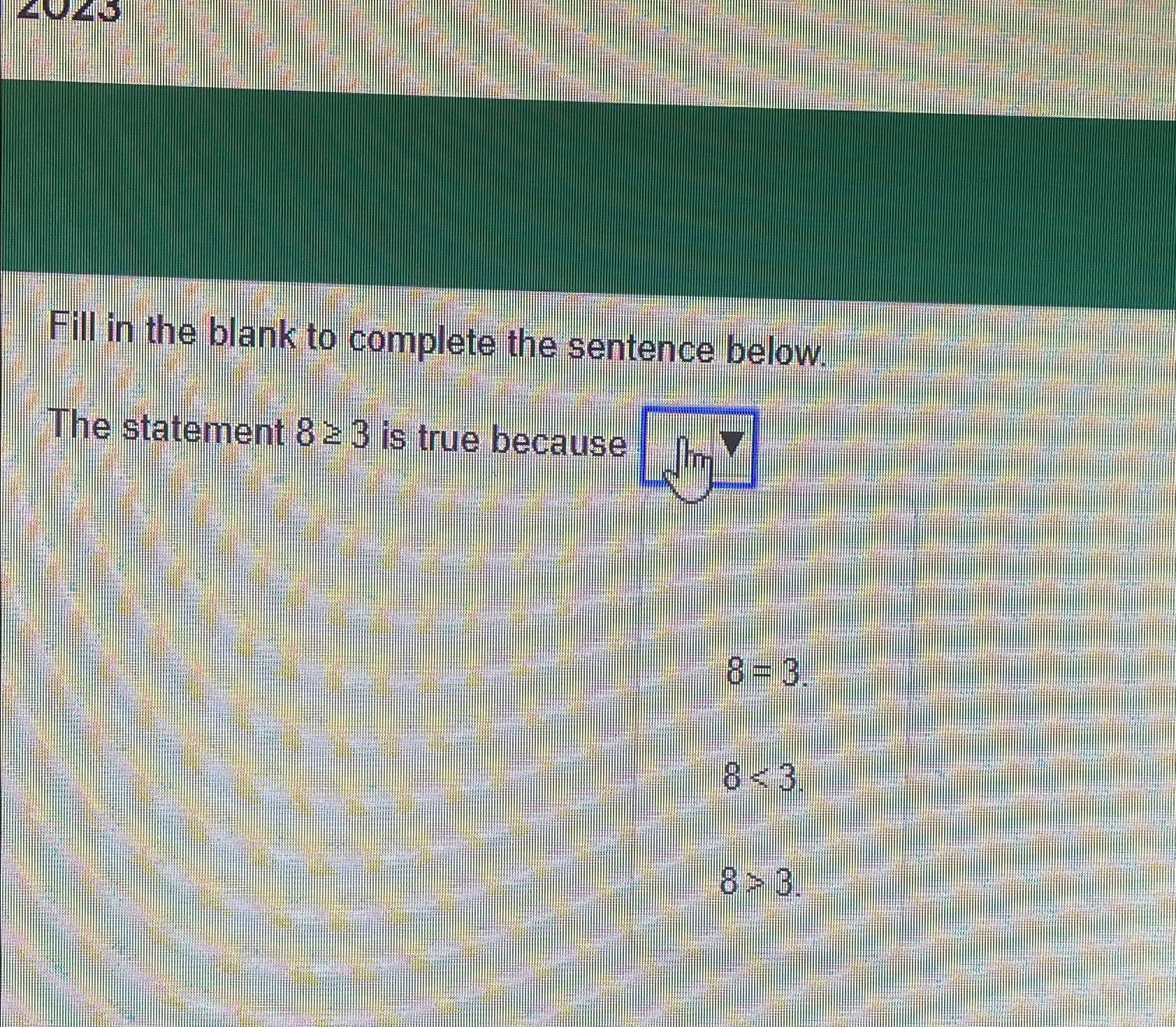 Solved Fill in the blank to complete the sentence below.The | Chegg.com