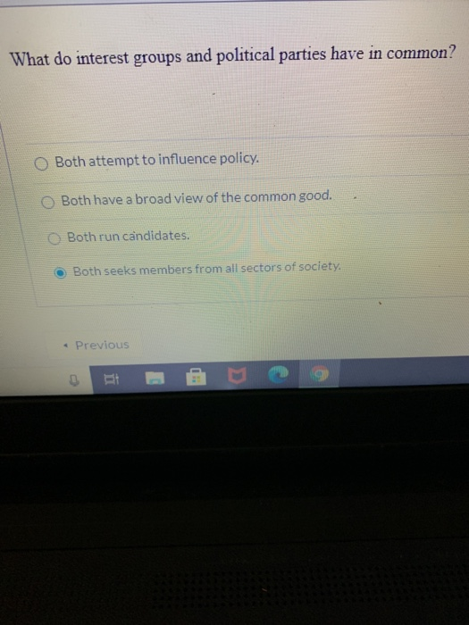Solved What do interest groups and political parties have in | Chegg.com