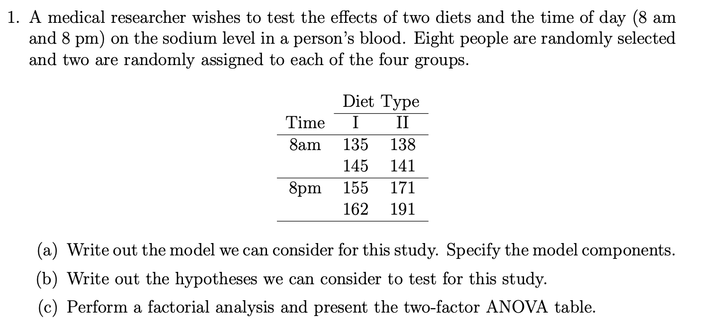 Solved A medical researcher wishes to test the effects of | Chegg.com