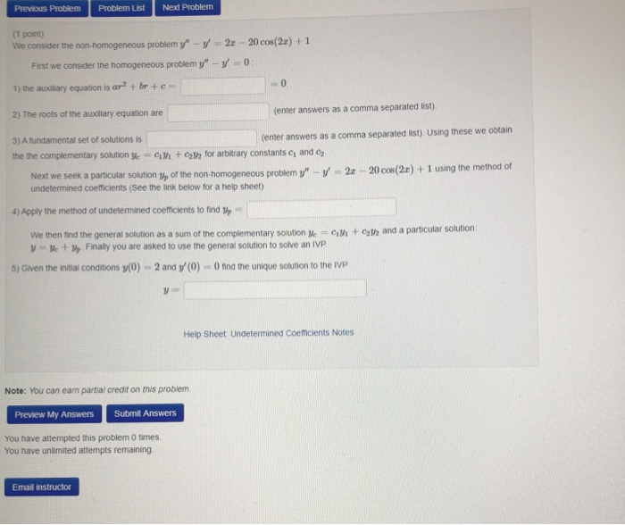 Solved Previous Problem Problem List Next Problem (1 point) | Chegg.com