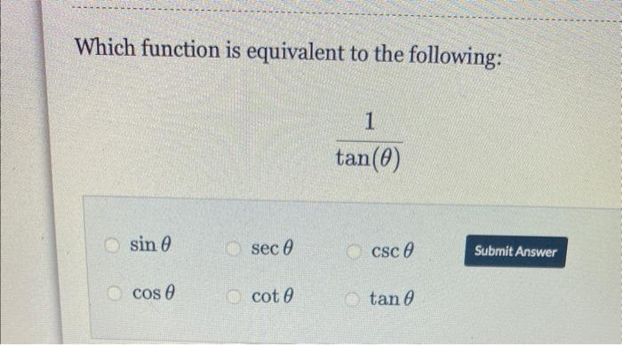 Solved Which function is equivalent to the following: | Chegg.com