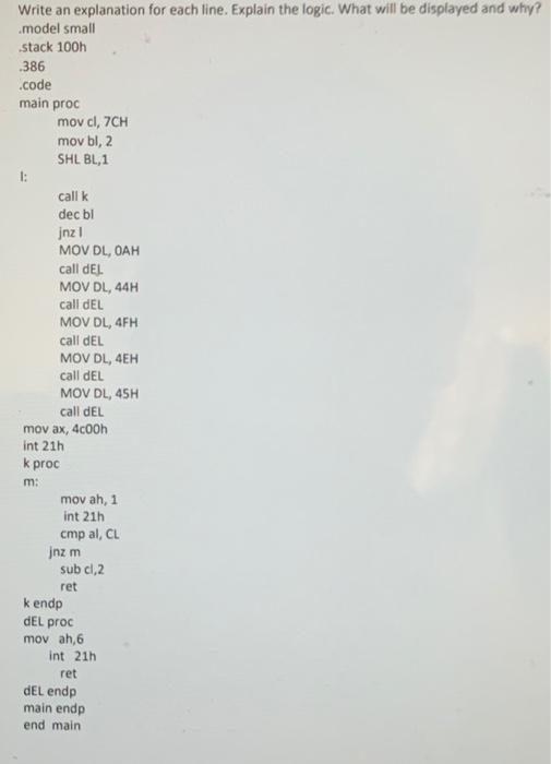 Solved Write an explanation for each line. Explain the | Chegg.com