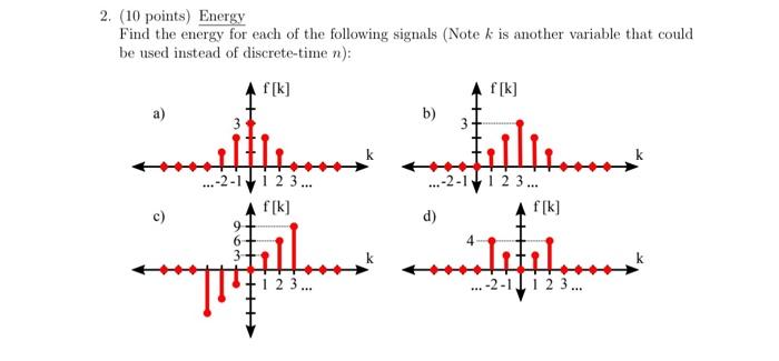 Solved (10 points) Energy Find the energy for each of the | Chegg.com