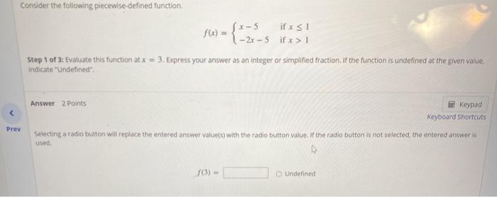 Solved Consider the following piecewise-defined function | Chegg.com