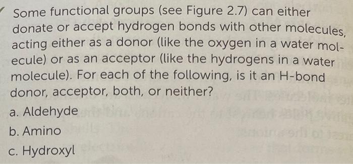 Solved could i have an explaination of what a h-bond donor, | Chegg.com
