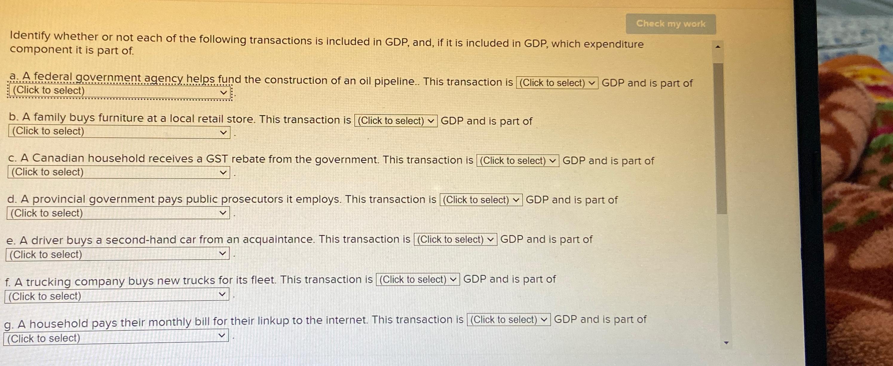 which of the following is not included in gdp chegg