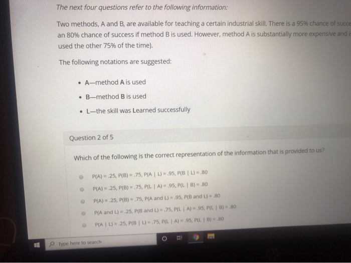 Solved The Next Four Questions Refer To The Following | Chegg.com