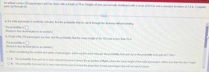 Solved an airliner carries 250 passengers and has doors eith | Chegg.com